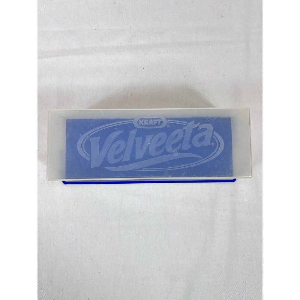 Retro Kraft Velveeta Cheese Box Holder Blue & Clear Plastic Made in USA